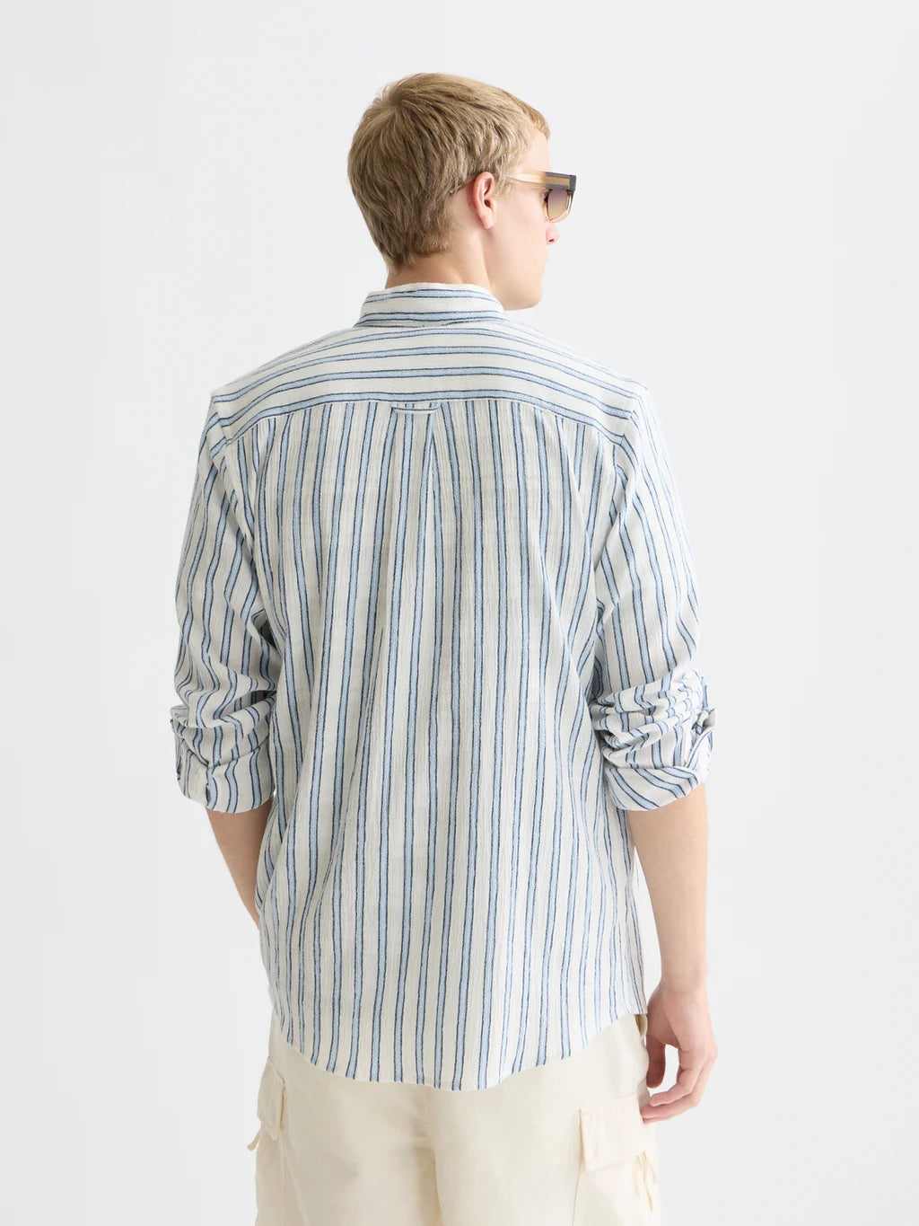 Striped Crinkle Structure Shirt