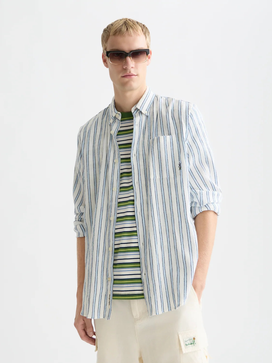 Striped Crinkle Structure Shirt