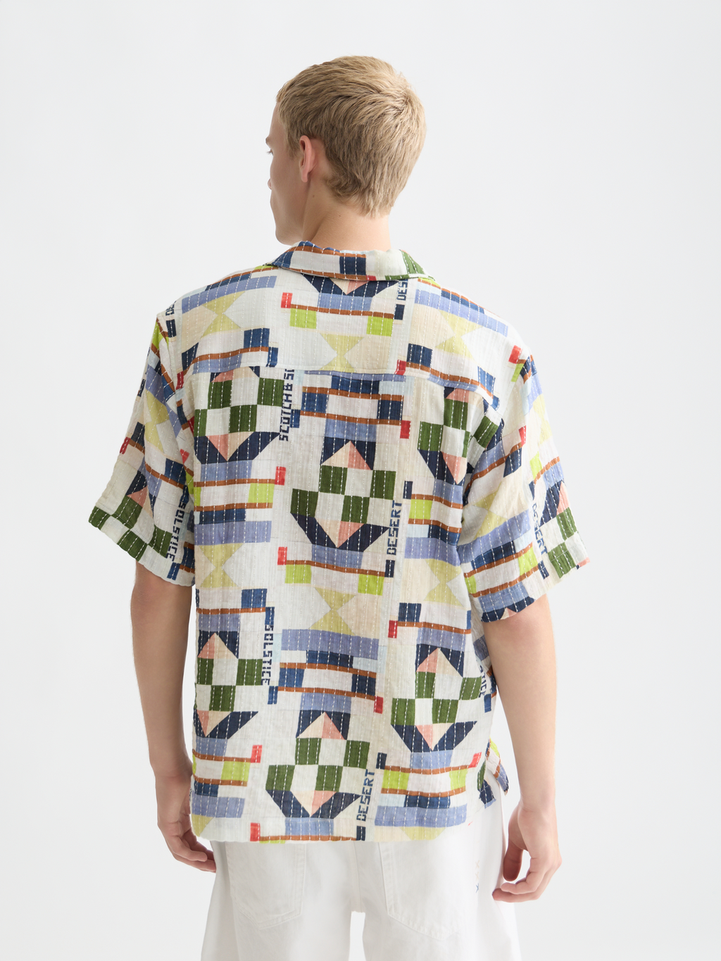 Printed Stitched Relaxed Fit Short Sleeve Shirt