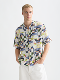 Printed Stitched Relaxed Fit Short Sleeve Shirt