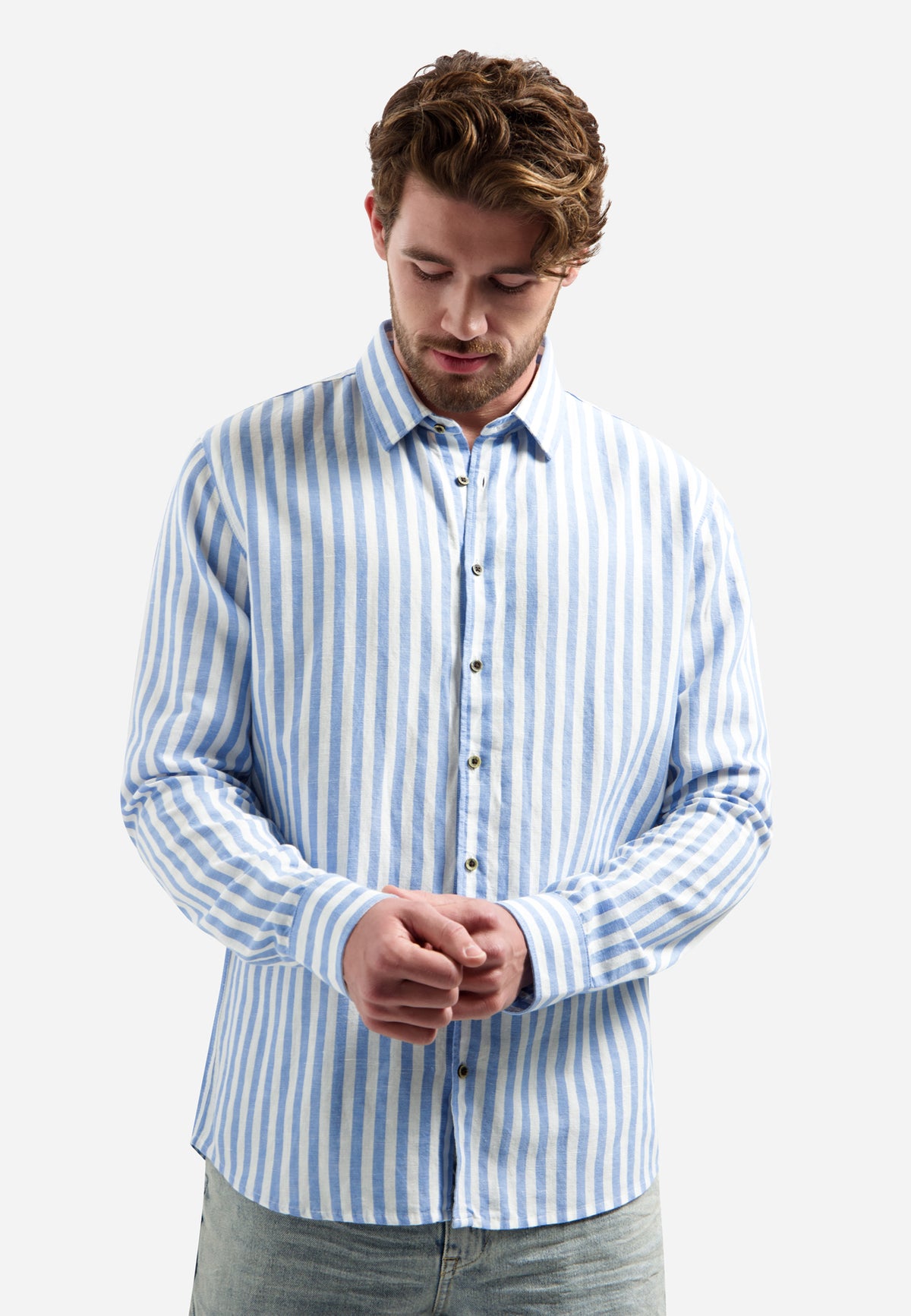 Shirt Linen Vertical Big Stripe