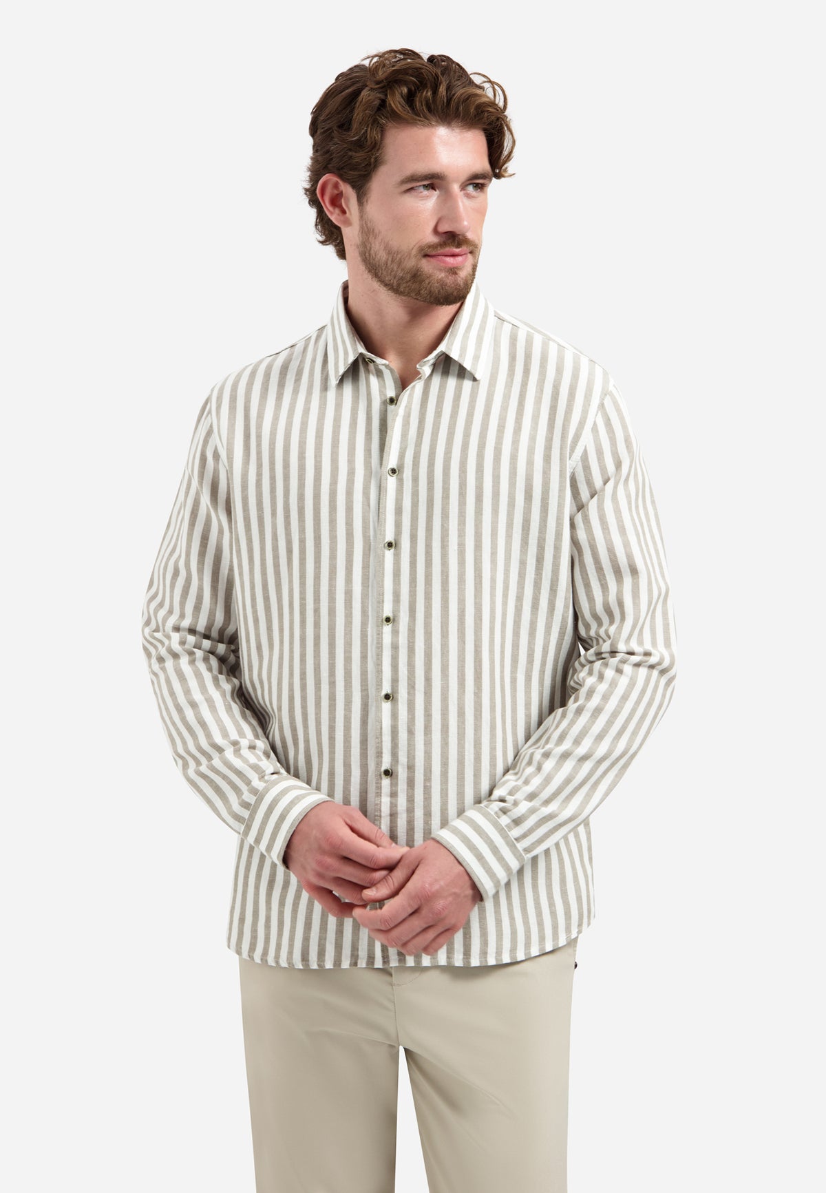 Shirt Linen Vertical Big Stripe