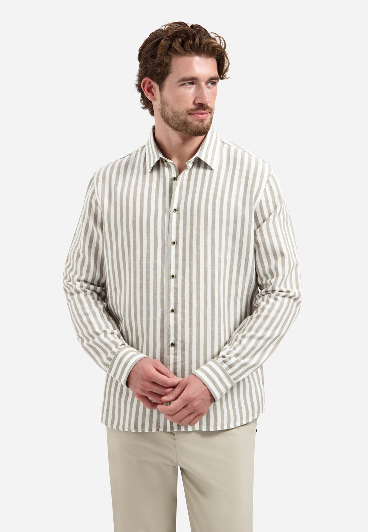 Shirt Linen Vertical Big Stripe