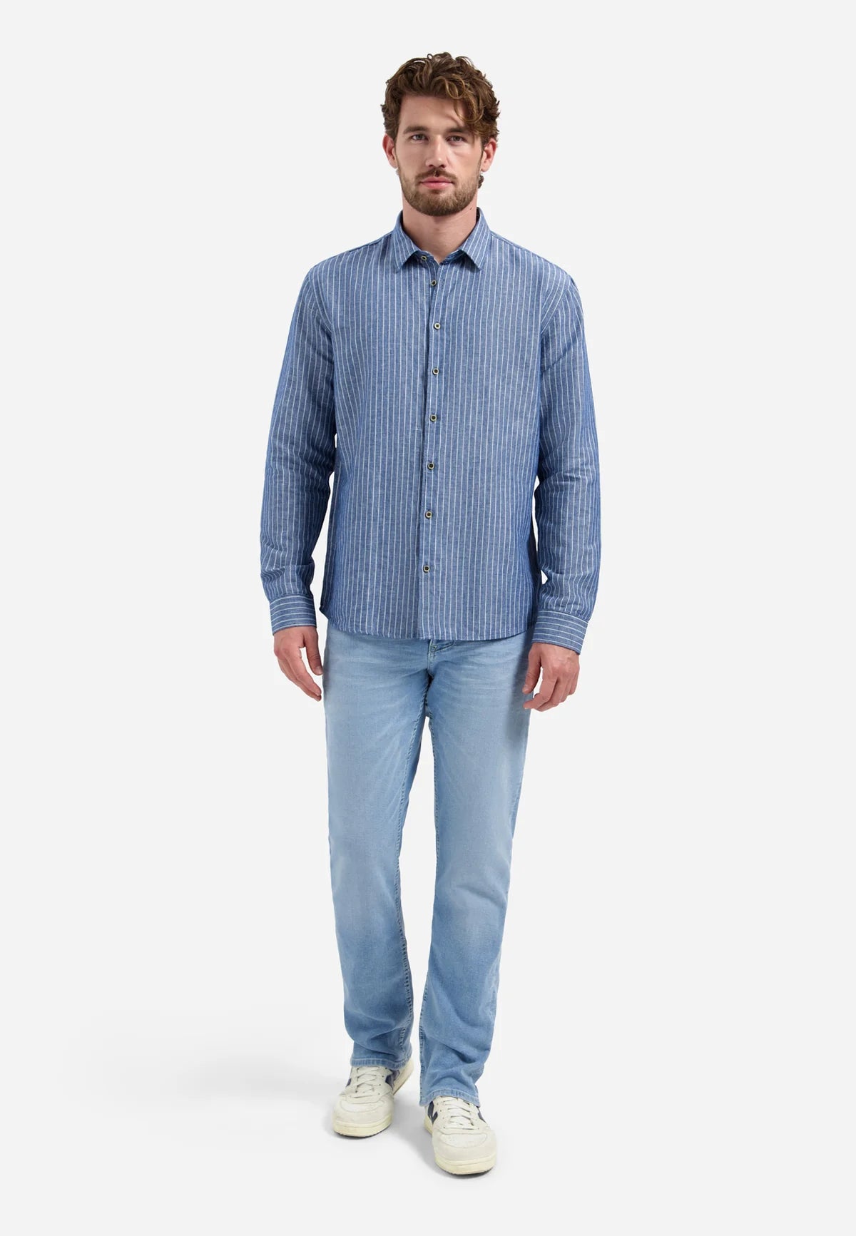Shirt Linen Vertical Small Stripe