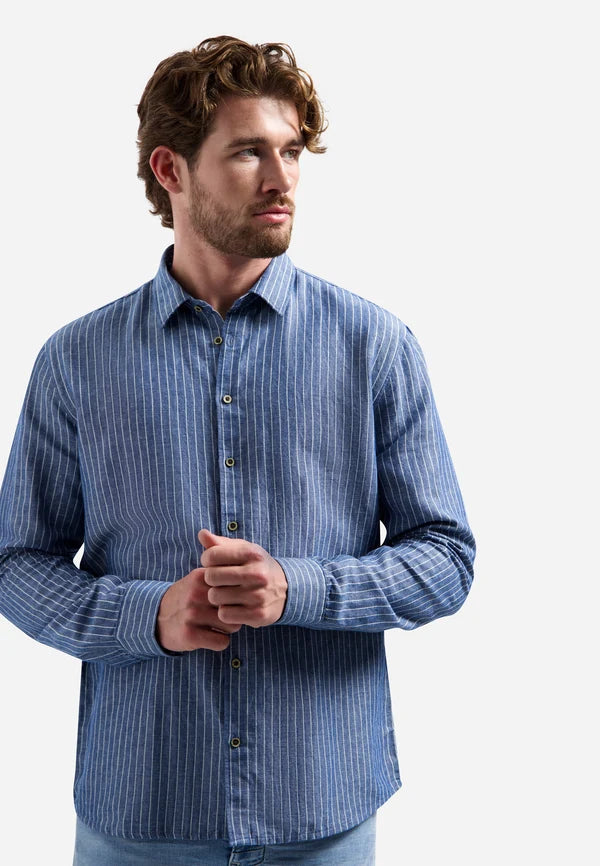 Shirt Linen Vertical Small Stripe