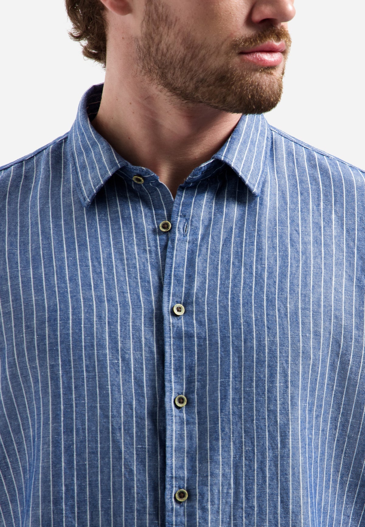 Shirt Linen Vertical Small Stripe