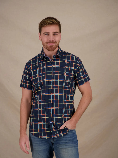 Art Lines Print Short Sleeve Shirt