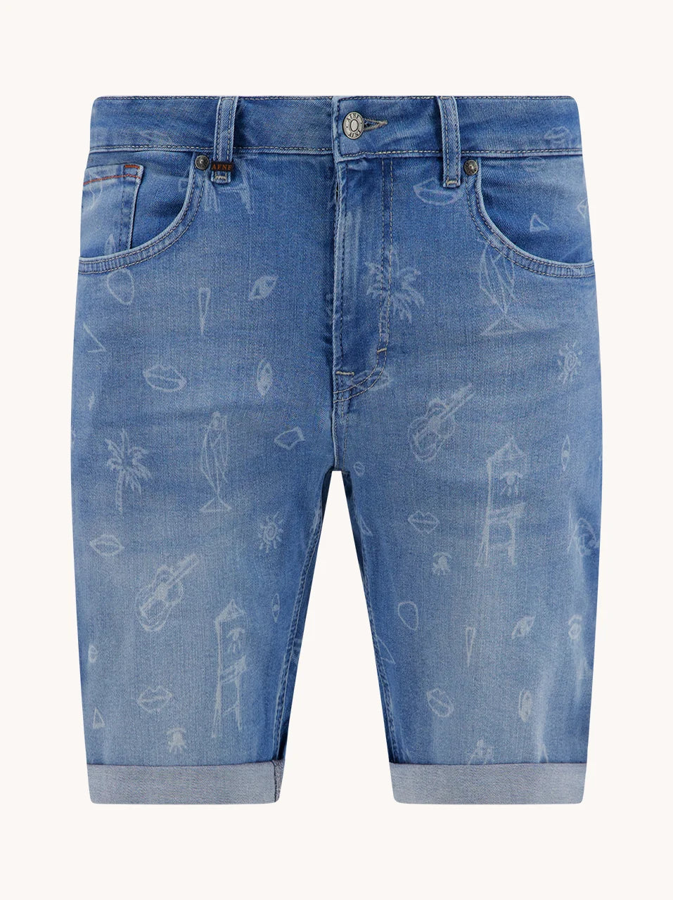 Print Denim Short