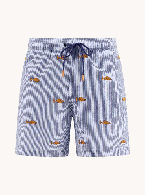 Fish Stripe Seersucker Swim Short