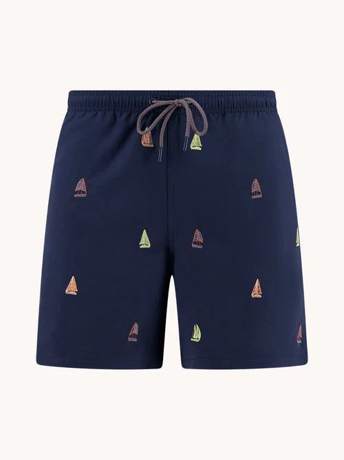 Sailing Boats Embroidery Swim Short