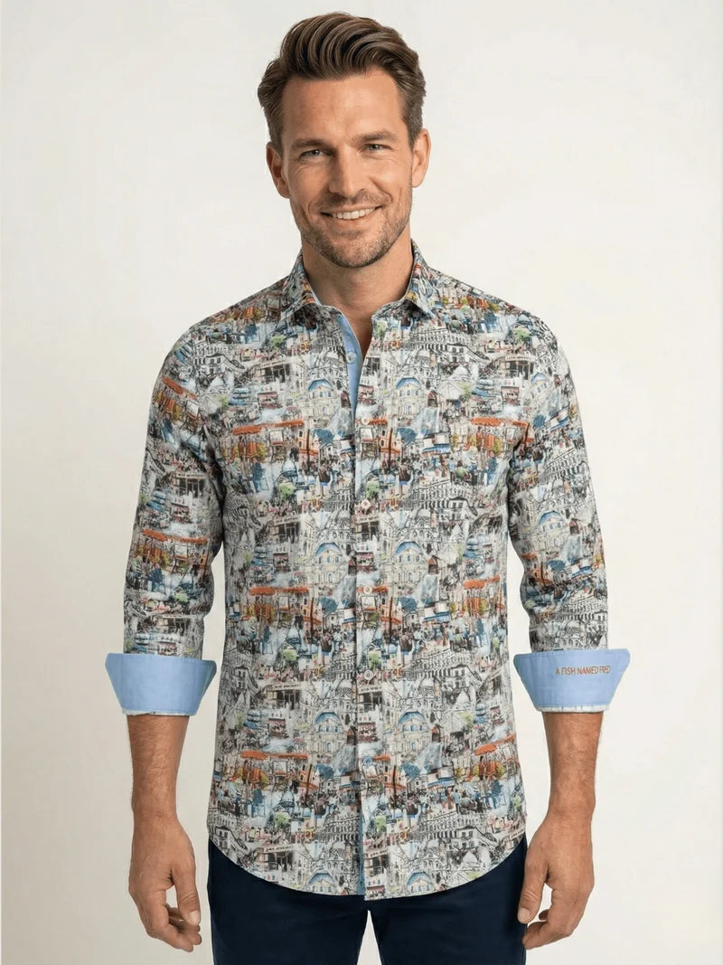 Sketch Print Long Sleeve Shirt