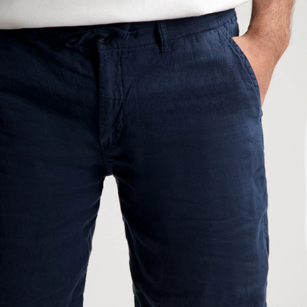 Logan Linen Beach Shorts - Navy