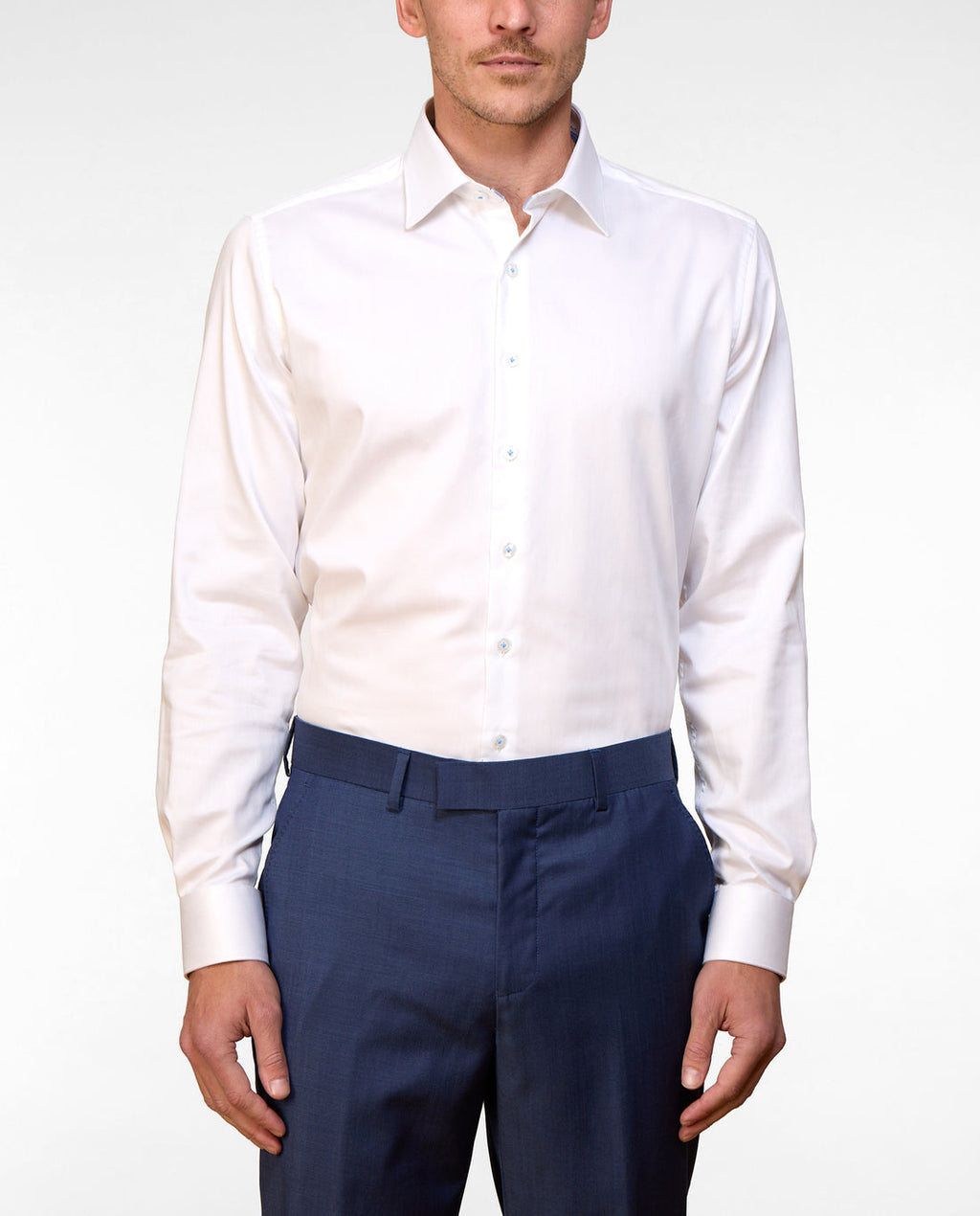 EL HIERRO STRETCH HERRINGBONE SLIM FIT SHIRT - WHITE
