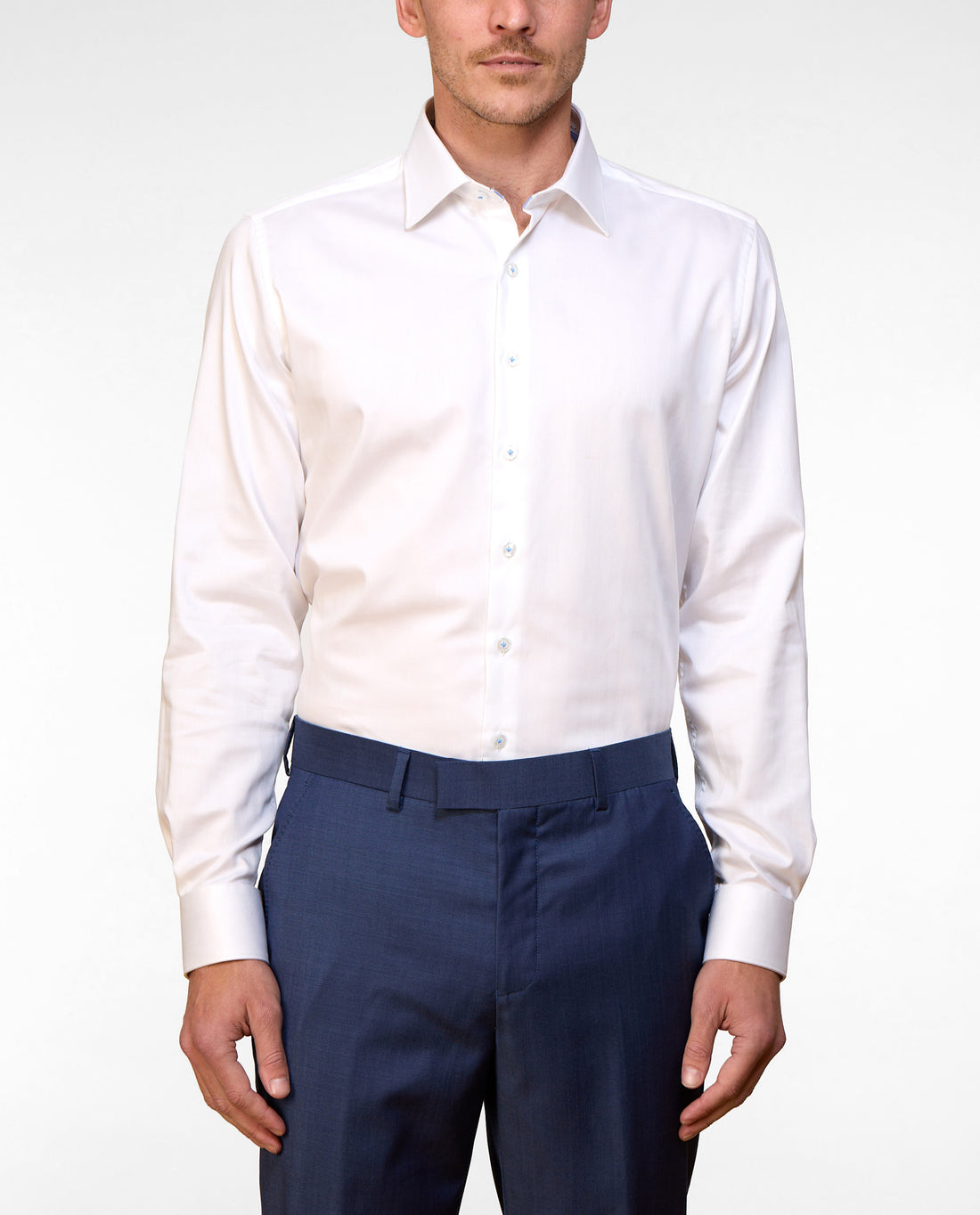 EL HIERRO STRETCH HERRINGBONE SLIM FIT SHIRT - WHITE