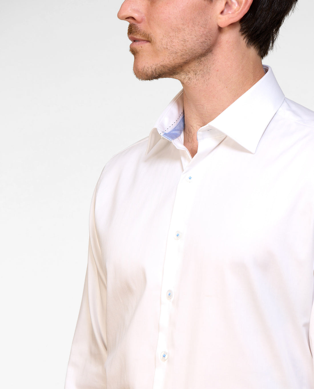 EL HIERRO STRETCH HERRINGBONE SLIM FIT SHIRT - WHITE