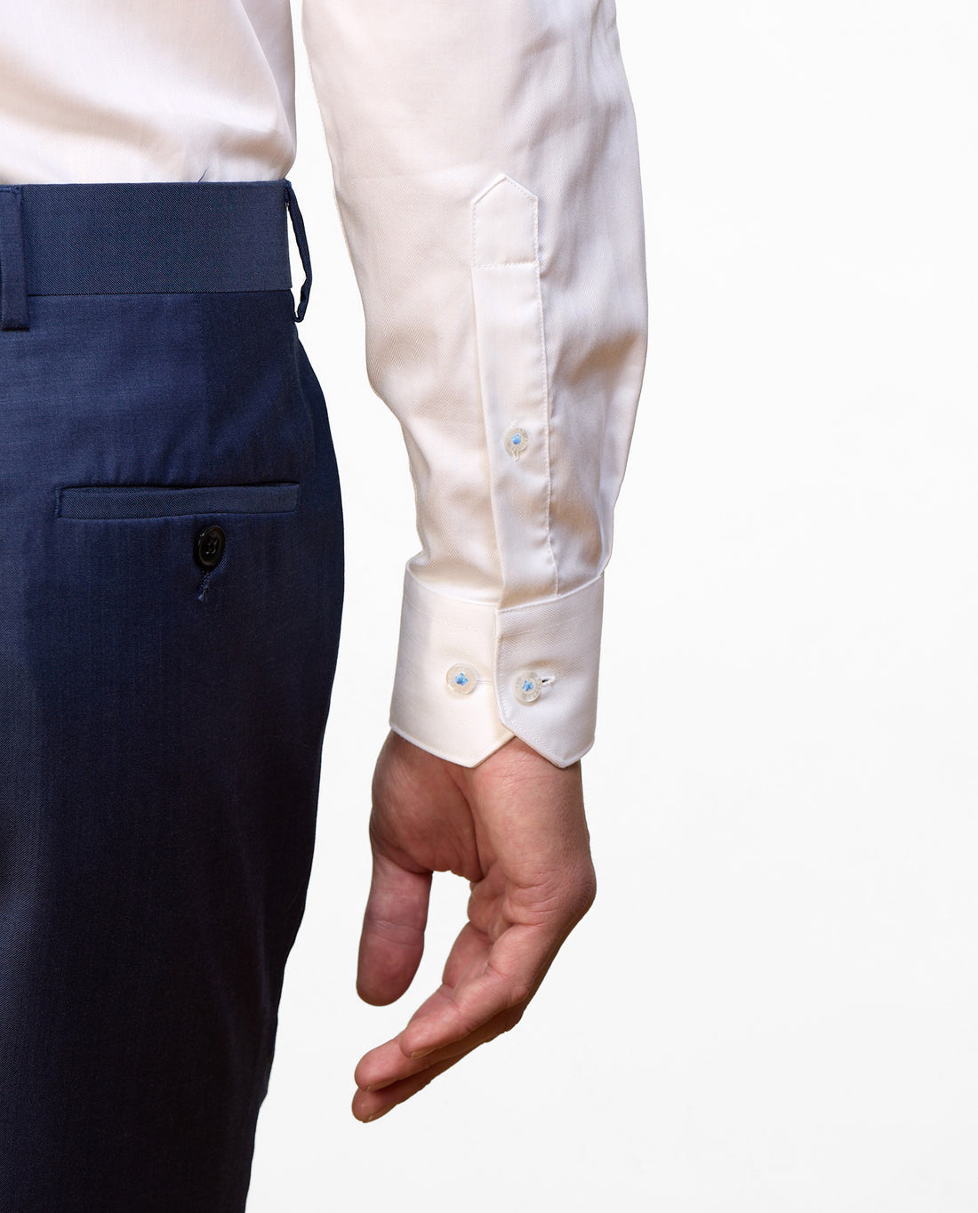 EL HIERRO STRETCH HERRINGBONE SLIM FIT SHIRT - WHITE