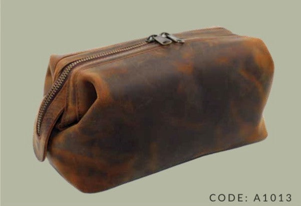 Leather Toilet Kit Framed-Brown