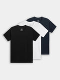3Pkt Ultra Soft Crew Neck T- Shirts Black/Blue/White