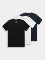 3Pkt Ultra Soft Crew Neck T- Shirts Black/Blue/White