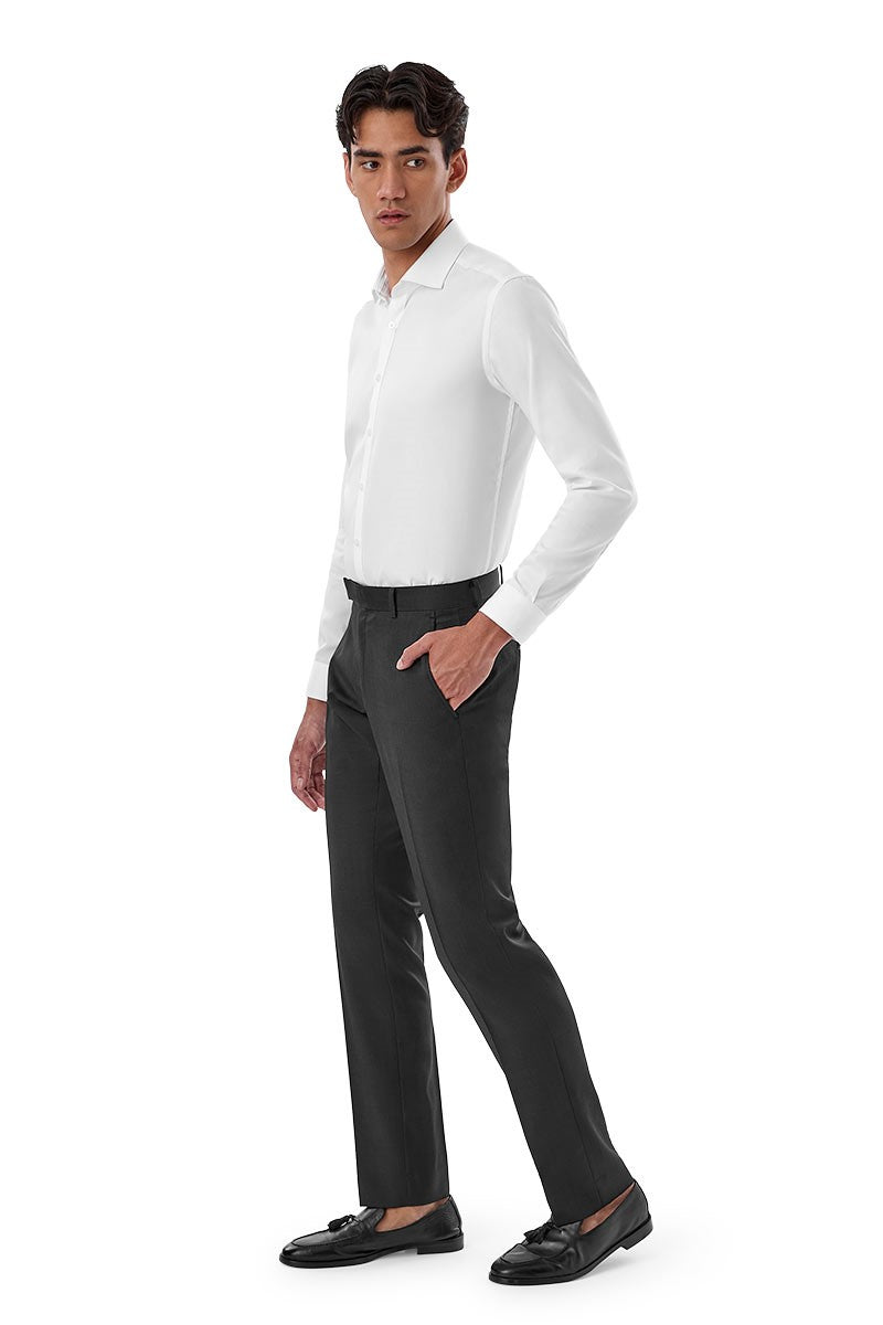 Caper 100% Wool Trouser - Charcoal