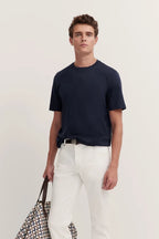 T-Shirt Chest Logo 100% Cotton- Navy
