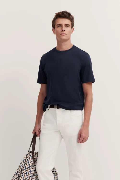 T-Shirt Chest Logo 100% Cotton- Navy