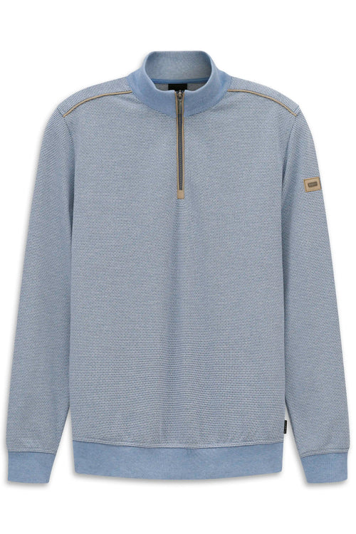 Bugatti Zip Neck Sweat Shirt - Pale Blue