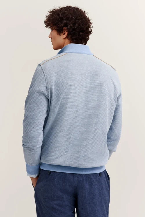 Bugatti Zip Neck Sweat Shirt - Pale Blue
