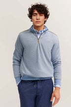 Bugatti Zip Neck Sweat Shirt - Pale Blue