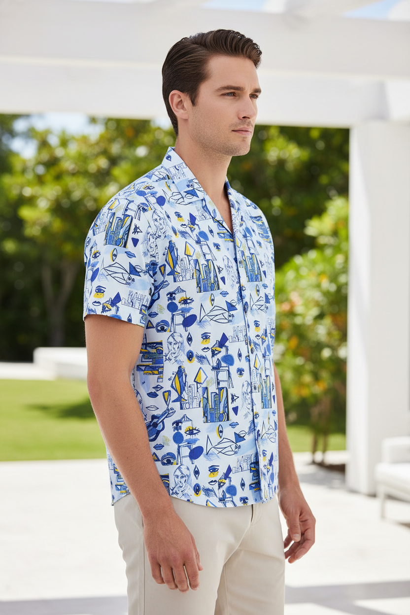 Cubist Print Short Sleeve Shirt