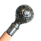 Walking Stick - Carved Ball Antique Silver