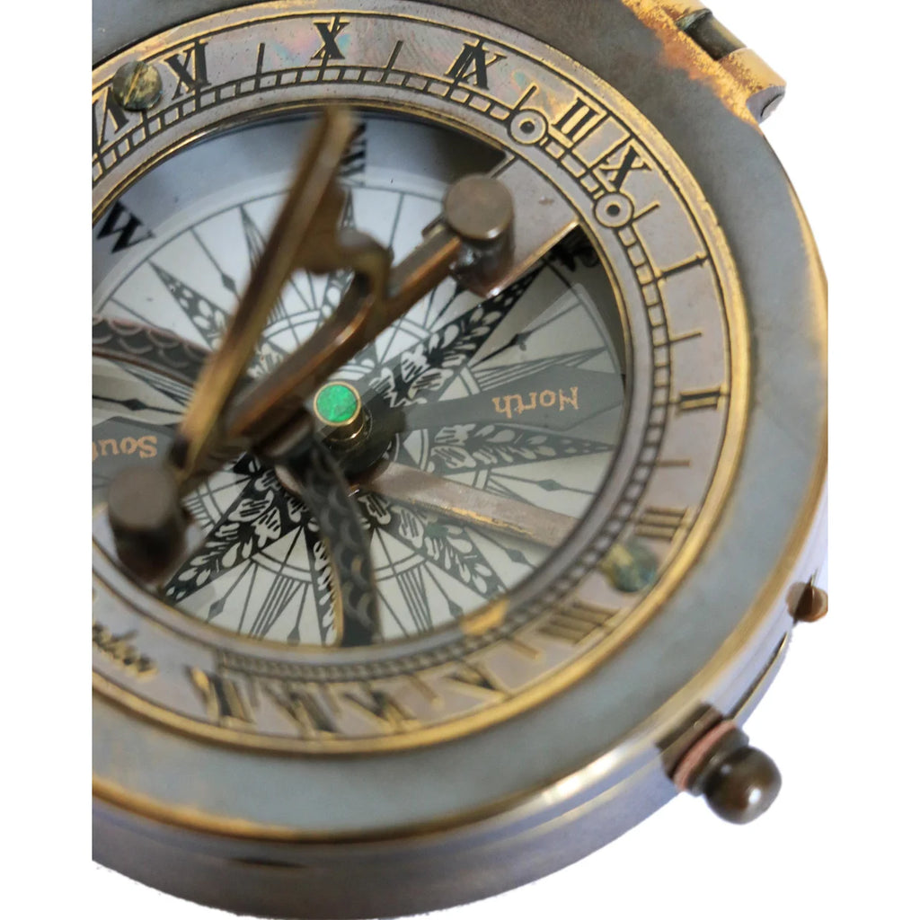 Sundial with Compass in Two Tone Antique Finish
