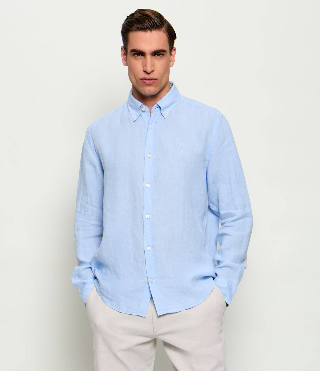 Regular-Fit Button-Down L/S Shirt in Linen