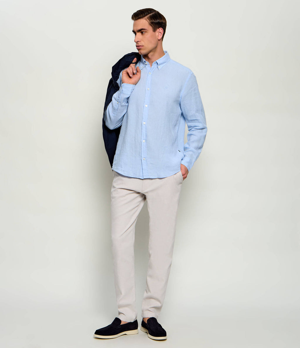 Regular-Fit Button-Down L/S Shirt in Linen