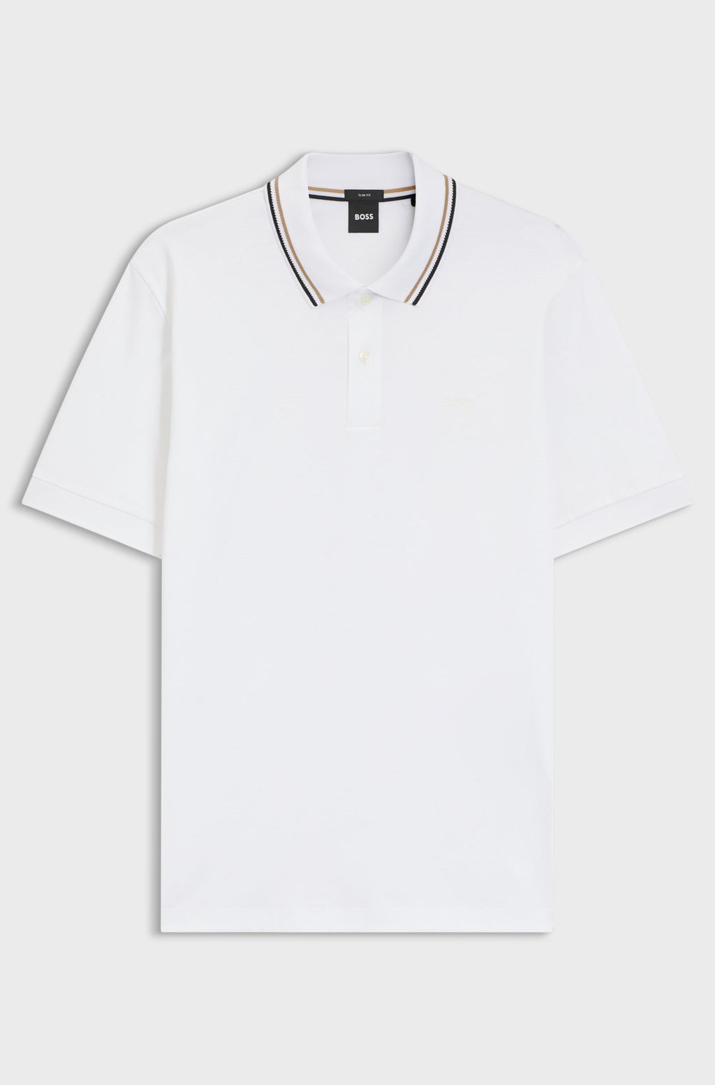 Slim-Fit Polo Shirt in Cotton with Striped Collar