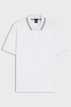 Slim-Fit Polo Shirt in Cotton with Striped Collar