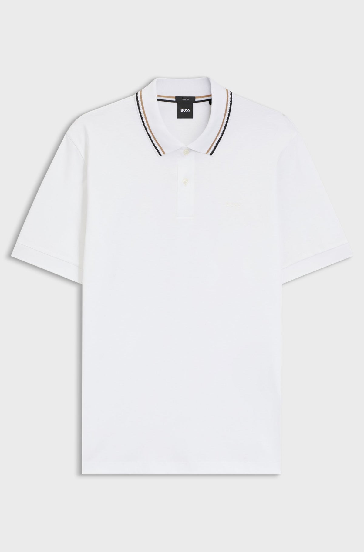 Slim-Fit Polo Shirt in Cotton with Striped Collar
