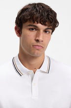 Slim-Fit Polo Shirt in Cotton with Striped Collar