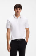 Slim-Fit Polo Shirt in Cotton with Striped Collar