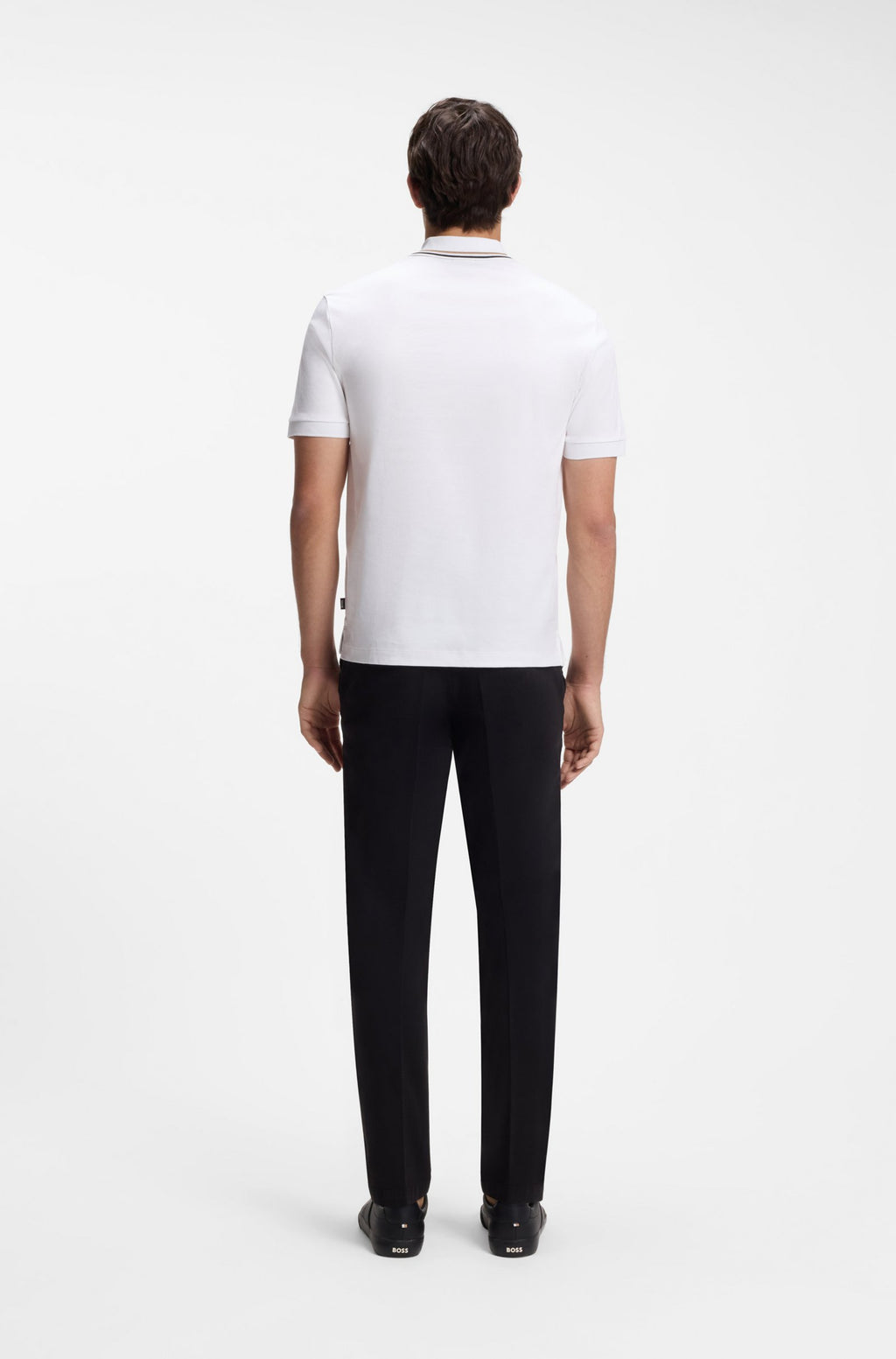 Slim-Fit Polo Shirt in Cotton with Striped Collar