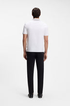 Slim-Fit Polo Shirt in Cotton with Striped Collar