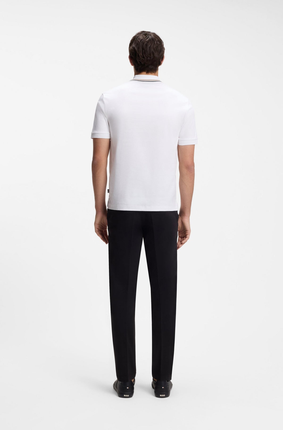 Slim-Fit Polo Shirt in Cotton with Striped Collar
