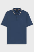 Slim-Fit Polo Shirt in Cotton with Striped Collar