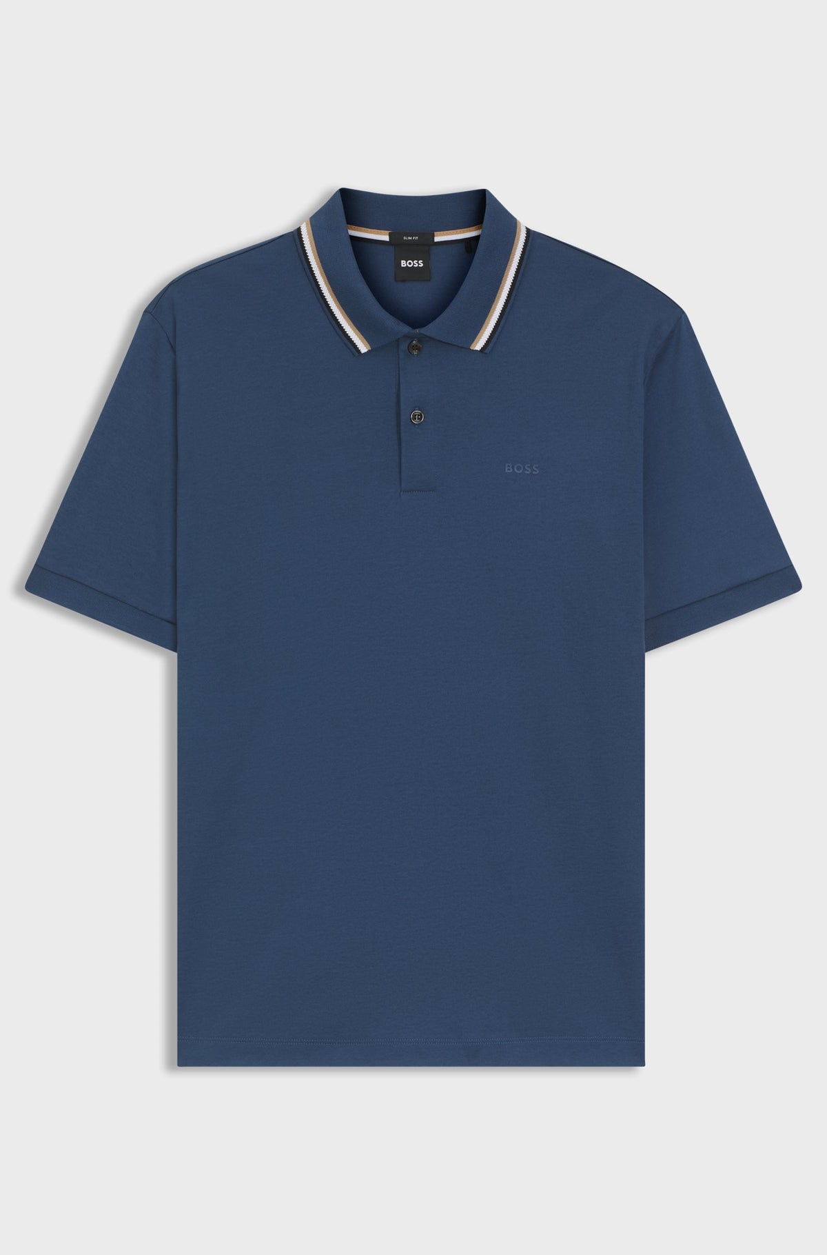 Slim-Fit Polo Shirt in Cotton with Striped Collar
