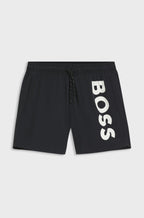 Quick-Drying Swim Shorts with Printed Logo