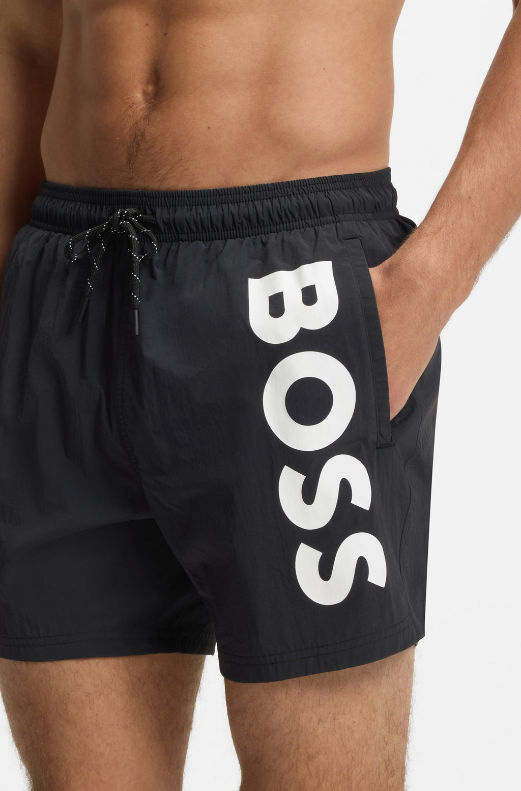 Quick-Drying Swim Shorts with Printed Logo