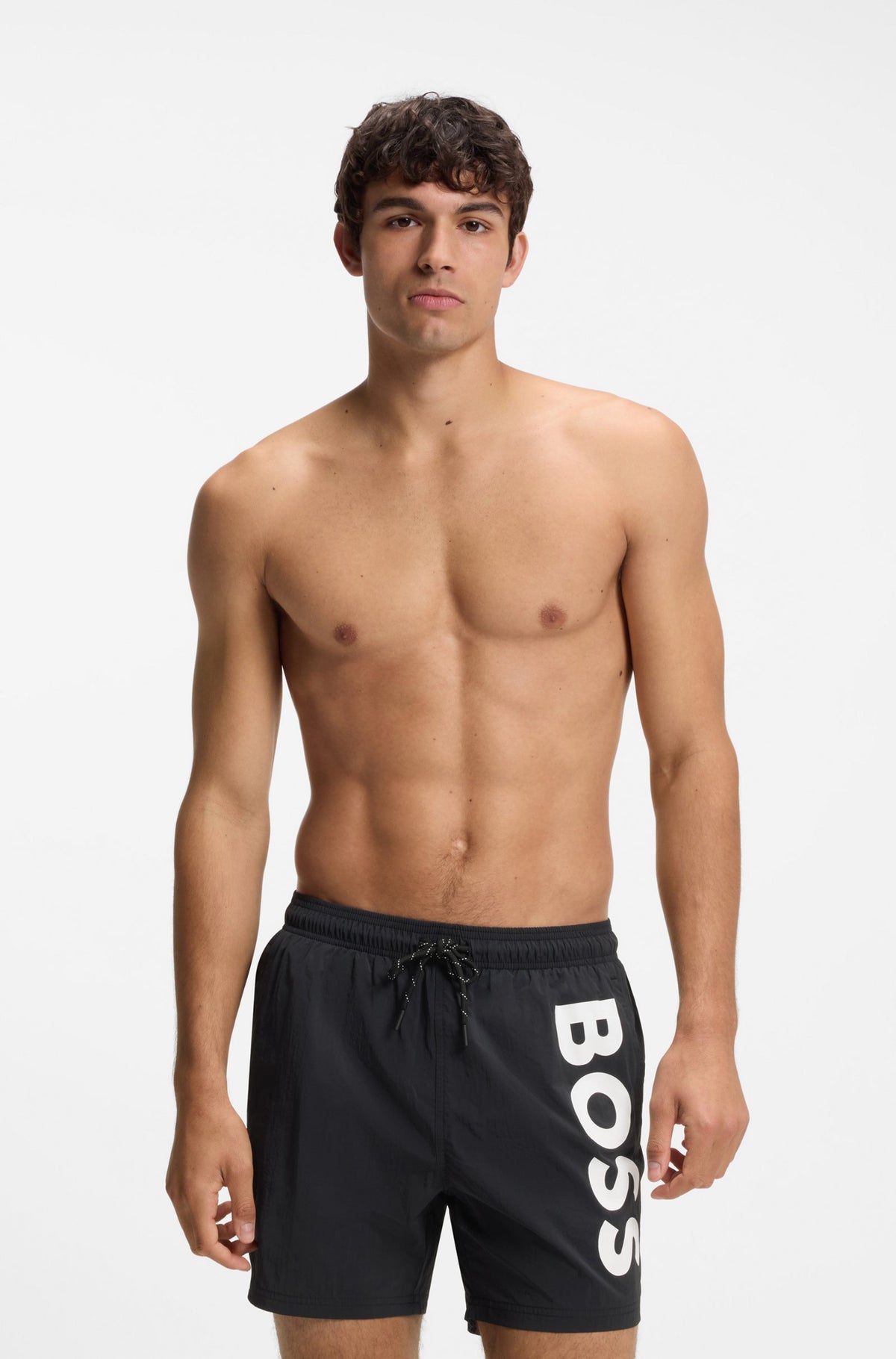 Quick-Drying Swim Shorts with Printed Logo