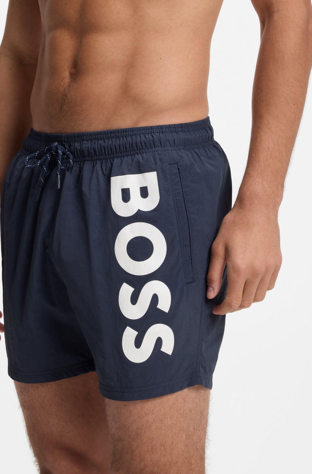 Quick-Drying Swim Shorts with Printed Logo