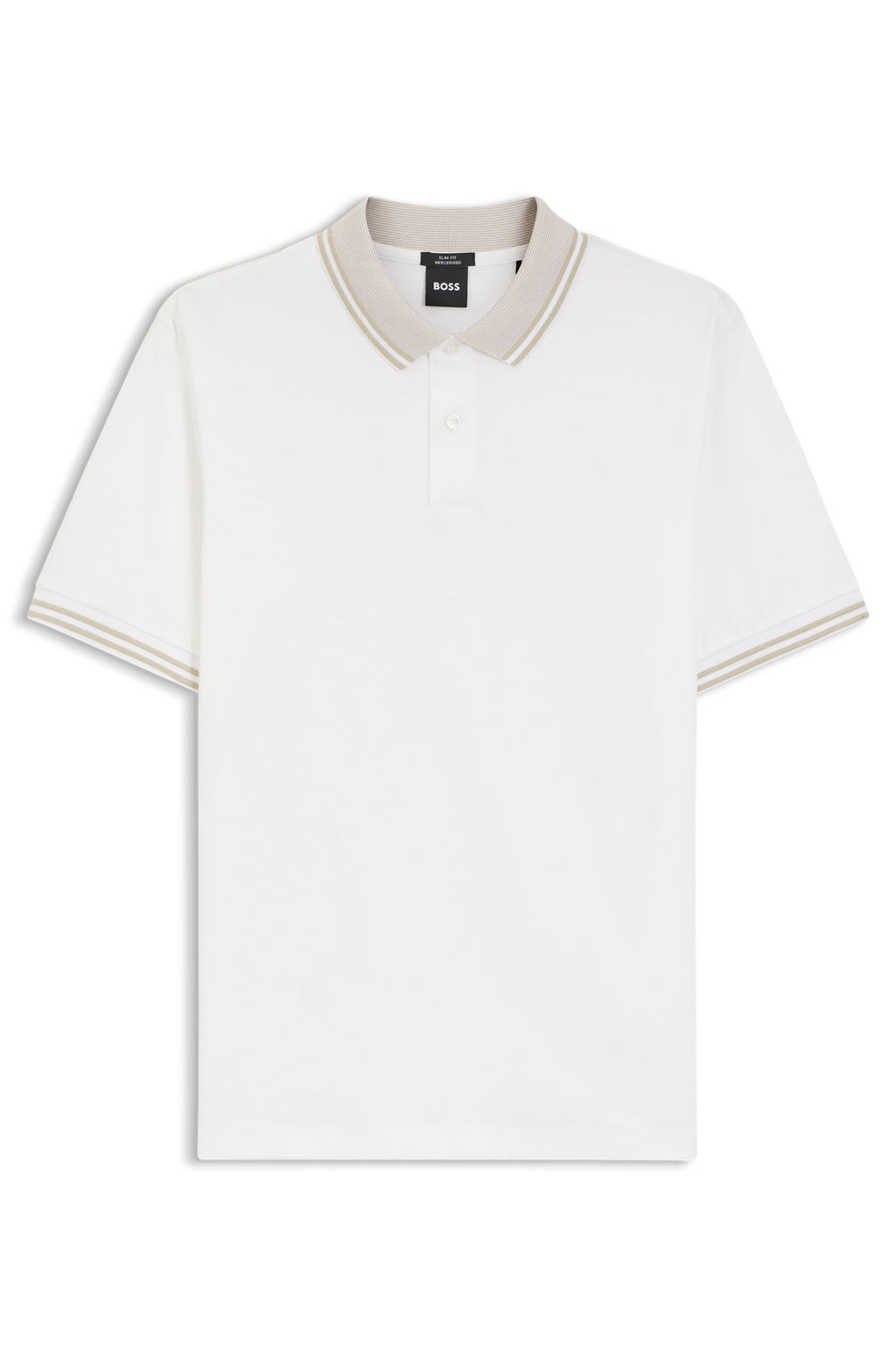 Stripe-Trim Slim-Fit Polo Shirt in Mercerized Cotton - White