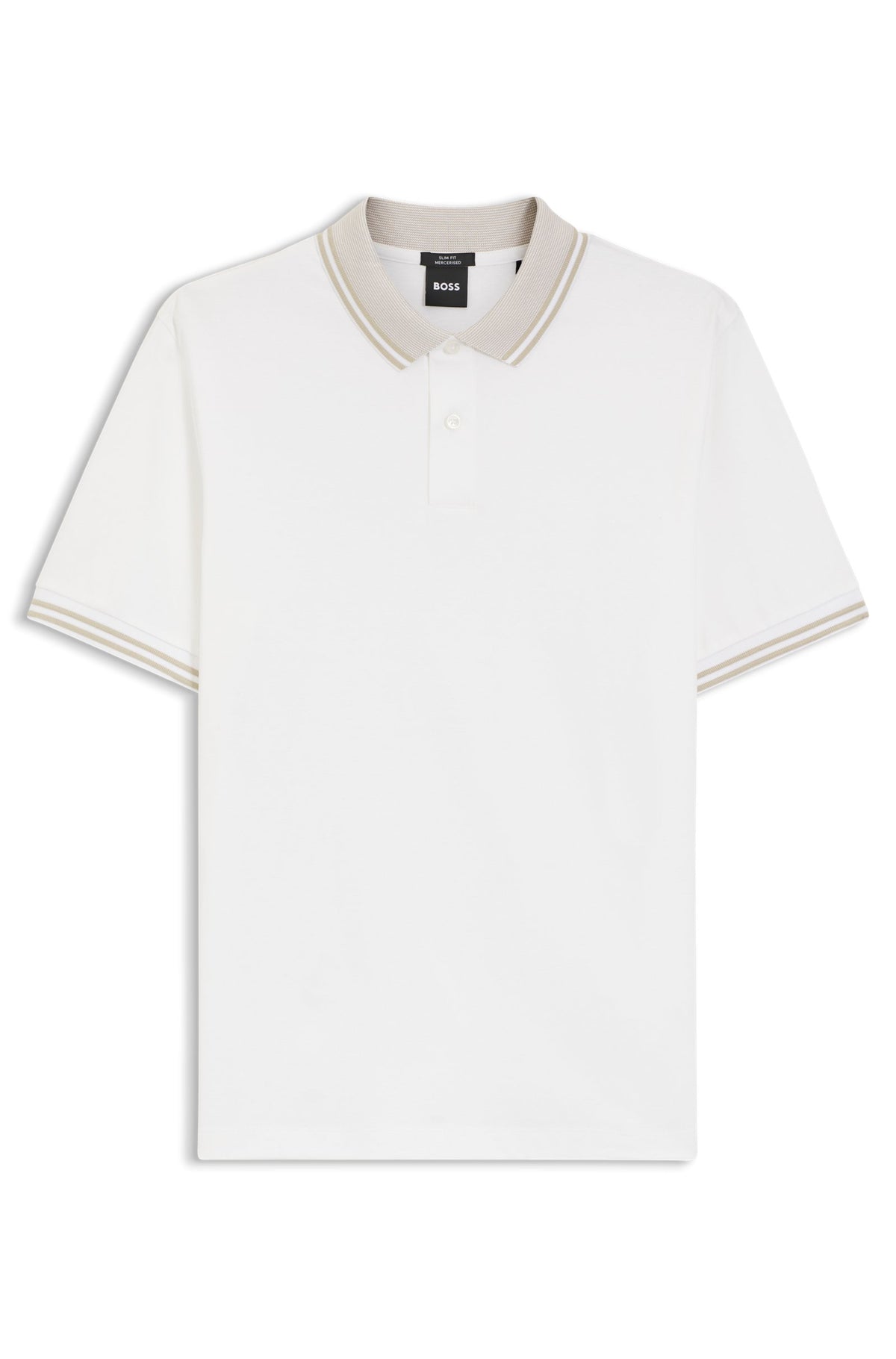 Stripe-Trim Slim-Fit Polo Shirt in Mercerized Cotton - White